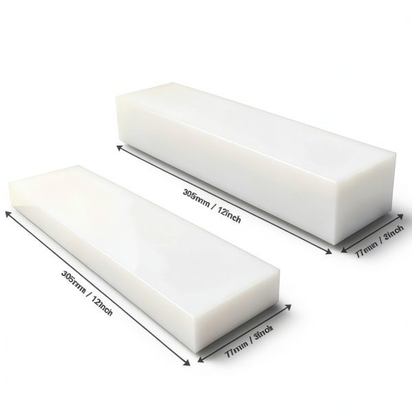 2 Pack HDPE Plastic Block White Polyethylene Solid Plastic Block for DIY Projects Machining Prototyping Home Floor Improvement, 1" x 3" x 12" and 2" x 3" x 12"-1
